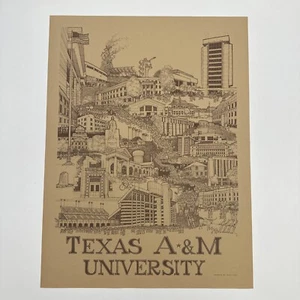 Texas A&M Aggies University 1980 Art by Wallace Hughes Large 24x18 Print - Picture 1 of 9