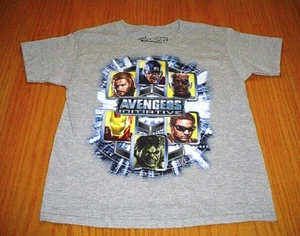 New Captain  America Iron Man Marvel Avengers Grey T-Shirt Boys size 7-8 - Picture 1 of 3