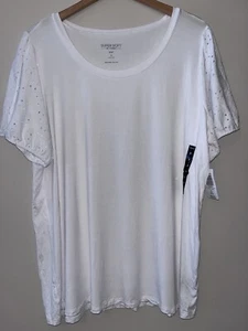 Torrid Eyelet Tee Size 3 White Short Sleeve Knit Super Soft Round Neck NWT NEW - Picture 1 of 6