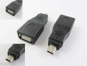 10pcs Black USB 2.0 A Female to Mini USB B 5 Pin Plug Male OTG Converter Adapter - Picture 1 of 5