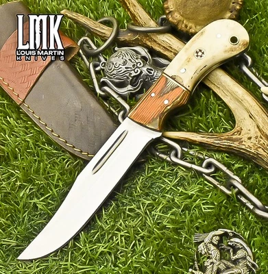 LMK Custom Skinner Knife 440C Steel Bone Wooden Bolster Tactical Veterans Gift - Image 1 of 4