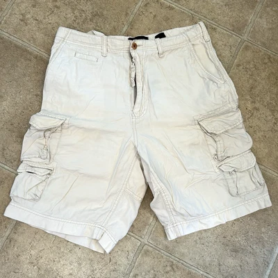 Club Monaco Women Size 31 Cotton Linen Cargo Shorts Light Beige Multi Pocket Y2K - Image 1 of 4