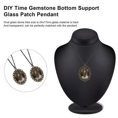 10 Sets Glass Patch Pendant Oval Trays Glass Cabochon Clear Dome Tiles DIY Jewel - Bild 1 von 4