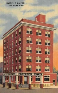 HOTEL CAMPBELL Rochester, Minnesota c1940s Linen Vintage Postcard - Picture 1 of 2