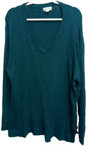 Ava & Viv 4X Pullover Blau Zopfmuster V-Ausschnitt Stretch Langarm Pulli - Bild 1 von 6