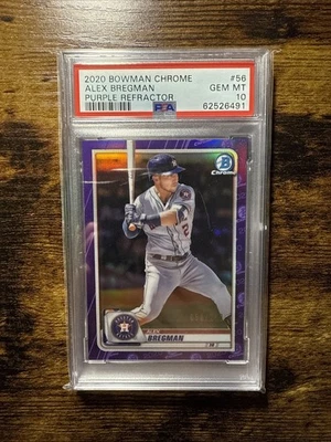 2020 BOWMAN CHROME ALEX BREGMAN PURPLE REFRACTOR /250 PSA 10 - Image 1 of 2