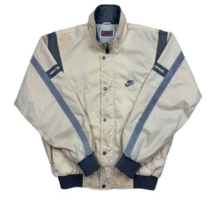 Vintage 80s Nike Korea Collared Windbreaker Light Jacket Beige Size M RARE - Picture 1 of 17