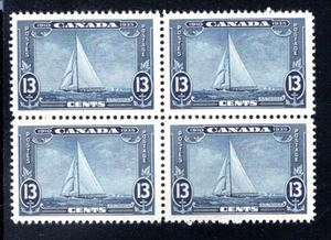 216 Scott, 13c dark blue, MNHOG, VF, block of 4, Canada Postage St - Picture 1 of 1