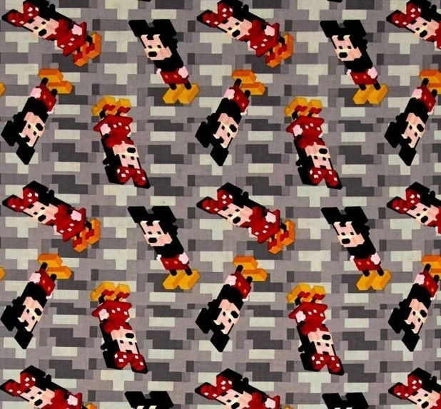 Algodón Mickey and Minnie Crossy Road Mouse Gris Tela Estampado por Yarda D761.57 Foto 1 de 1