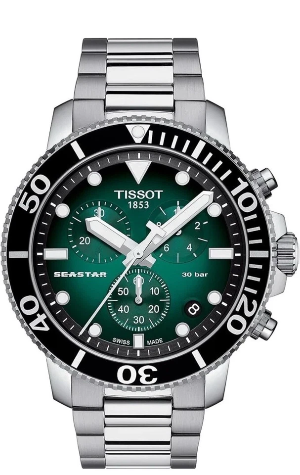 Reloj para hombre TISSOT Seastar 1000 cronógrafo esfera verde T120.417.11.091.01 Foto 1 de 4