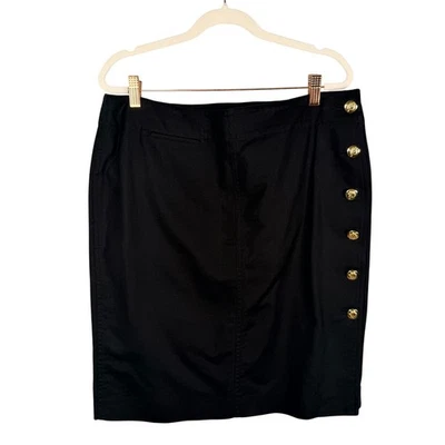 Falda Lauren Ralph Lauren Mujer 12 Negra Algodón Dorado Botón Caballo Ecuestre Foto 1 de 4