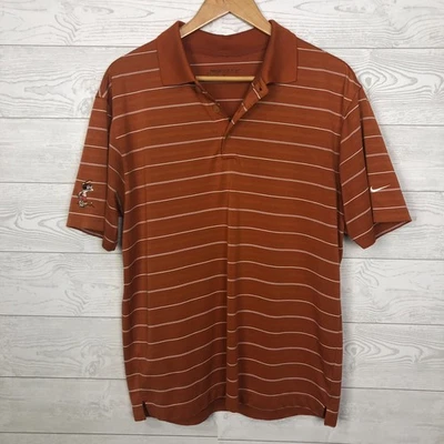 Nike Dorado Para Hombre Mediano Dri Fit Rayas Manga Corta Polo Cuello Naranja Foto 1 de 4