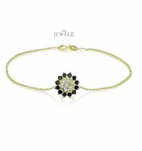 14K Gold weiß und schwarz VS/F-G Diamant Floral Bettelarmband Halloween Geschenk - Bild 1 von 3