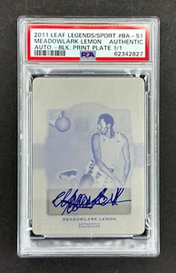 2011 Leaf Legends #BA-51 Meadowlark Lemon AUTO Black Print Plate [1/1]   PSA/DNA - Picture 1 of 2