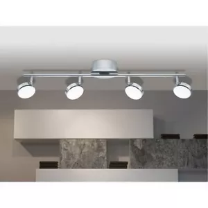 Eglo Salto 4 Light Chrome/Satin Fixed Rail Lighting with Adjustable Heads - Picture 1 of 2
