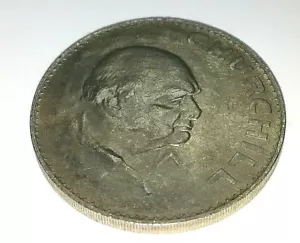 Moneda de Plata Winston Churchill Segunda Guerra Mundial Londres Reina Isabel II Antigua Retro - Imagen 1 de 6