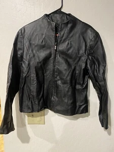 USA Black Leather Jacket Zipper Size 2XL Women’s (fits Like XL) - Picture 1 of 3