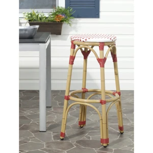 SAFAVIEH Kipnuk Stool Red/White (Indoor/Outdoor) | Red / White | - Picture 1 of 5