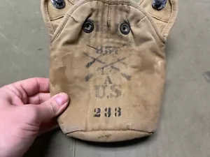 ORIGINAL WWI WWII US ARMY M1910 CANTEEN COVER-1917, LCC&CO, INFANTRY UNIT MARKED - Picture 1 of 6