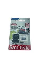 SanDisk Ultra microSDXC UHS-I Card with Adapter 128GB 100MB/sec NWT - Picture 1 of 3