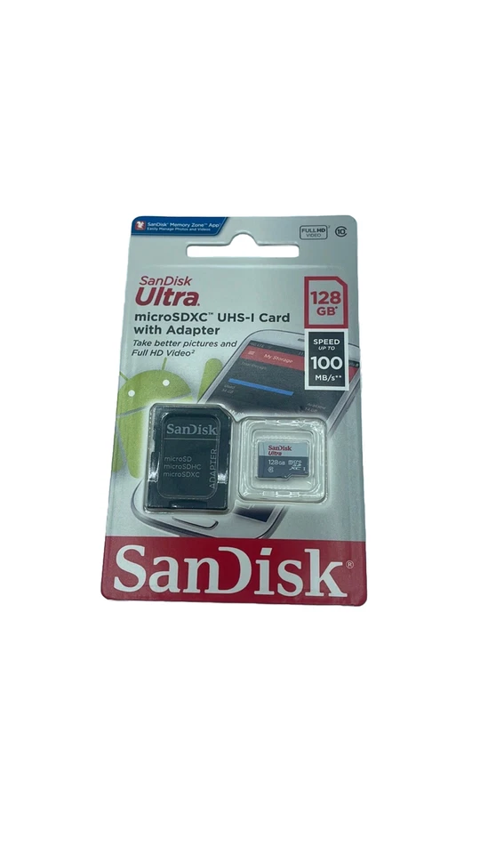 SanDisk Ultra microSDXC UHS-I Card with Adapter 128GB 100MB/sec NWT - Image 1 of 3