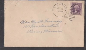 USA 1934 COVER FROM NAVY USS RELIEF SHIP TO RACINE WI - Picture 1 of 2