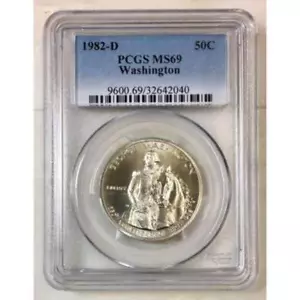1982 D Washington Half Dollar PCGS MS69 *Rev Tye's* #204069 - Picture 1 of 4