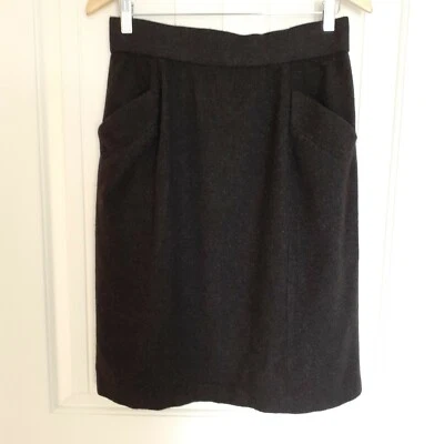 Vintage Donna Karan Cashmere Knee Length Skirt with Pockets Gray Size 14 - Image 1 of 4