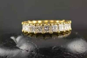 3.0Ct Princess Cut Lab-Created Diamond Full Eternity Band 14k Yellow Gold Plated - Picture 1 of 5