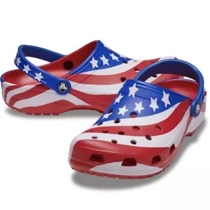Crocs Classic American Flag Clog Men’s Size 10 or Women’s 12 Patriotic USA Clogs - Picture 1 of 15