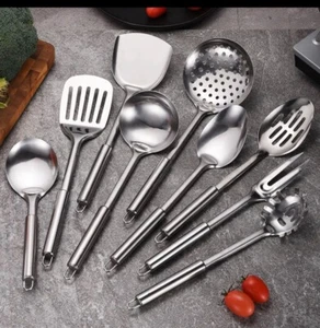 304 Stainless Steel Kitchen Utensil Set - 9 PCS Serving Utensils - Picture 1 of 6