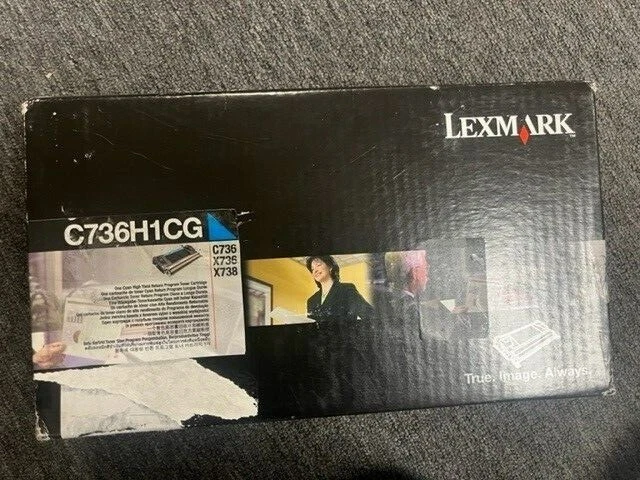 GENUINE LEXMARK C736H1CG NEW FACTORY SEALED TONER CARTRIDGE box has tears - Image 1 of 1