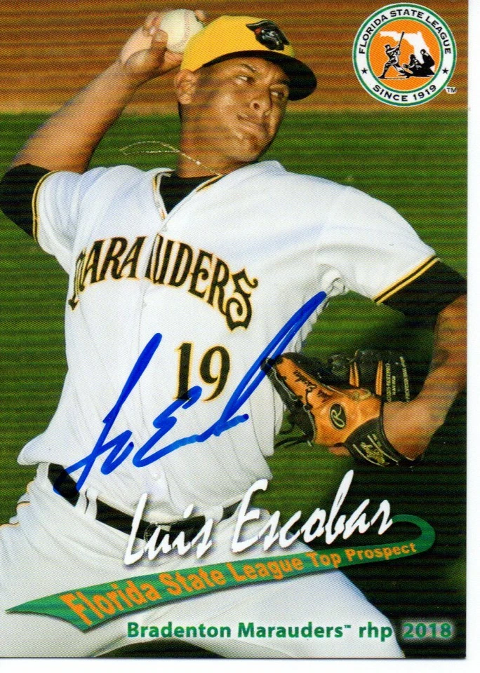 Luis Escobar 2018 Bradenton Marauders Florida State Top Prospect Signed Card - Image 1 of 1
