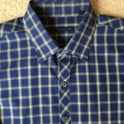 Zachary Prell Shirt Men's Large Blue Green Plaid Cotton Long Sleeve Button-Up - Image 1 of 4