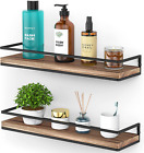 Meangood Floating Shelves Wall Mounted Set of 2, Rustic Wood Wall Storage