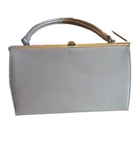 Vintage Theodor Of California Handtasche Geldbeutel glänzend beige mit Henkel - Bild 1 von 7