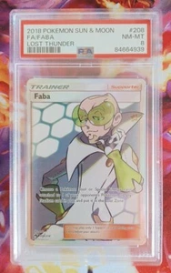 Pokemon Faba 208/214 PSA 8 Sun & Moon Lost Thunder Full Art Trainer 208 PSA 8 - Picture 1 of 2