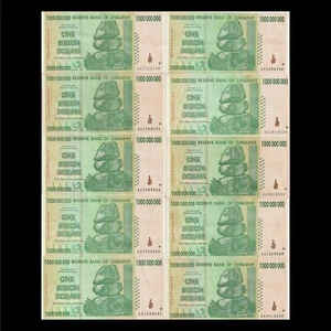 Zimbabwe - 10 x 1 Billion Dollars 2008 - Pick 83 USED 10 Pcs UV tested - Picture 1 of 3