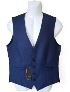 Ben Sherman Suit Vest Navy Blue Wool Blend Men's Size 38 - Picture 1 of 4