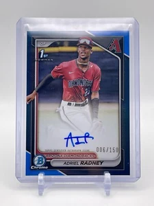 🔥 Adriel Radney 2024 Bowman Chrome 1st True Blue Refractor Auto 006 /150 Dbacks - Picture 1 of 3