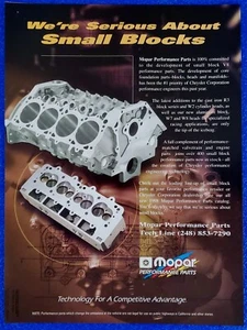 1998 MOPAR PERFORMANCE PARTS ORIGINAL PRINT AD WE'RE SERIOUS ABOUT SMALL BLOCKS - Picture 1 of 1