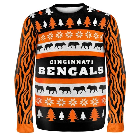 Cincinnati Bengals Wordmark NFL Ugly Sweater X-Large Cover