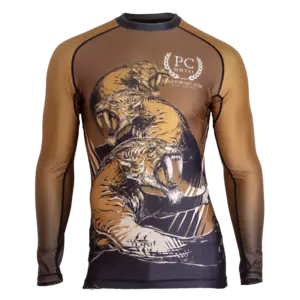 BJJ Rash Guard, Long Sleeve - Sabertooth (Brown) - Picture 1 of 3