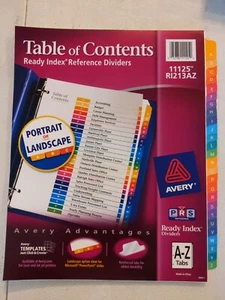 Avery Advantages 11125 A-Z Tab Tabla de Contenido Divisores 1 Juego Paquete Abierto - Imagen 1 de 2