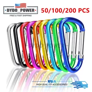 50/100/200x Aluminum Carabiner D Shape Spring Clip Snap Key Hook Keychain Buckle - Picture 1 of 8