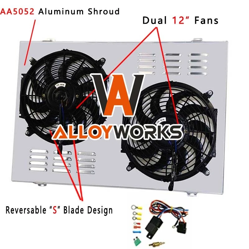 Aluminum Radiator Shroud+Fan+Relay For 1979-88 87 Chevrolet Monte Carlo 4.4 5.0L - Imagem 1 de 4