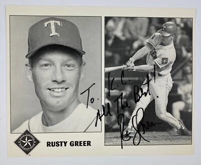 Rusty Greer Signed 9.5x7.5 B&W Photo Texas Rangers Autographed MLB Print - Image 1 of 2