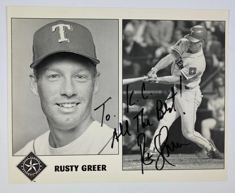 Rusty Greer Signed 9.5x7.5 B&W Photo Texas Rangers Autographed MLB Print - Image 1 of 2
