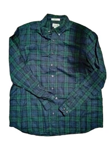 LL Bean Mens Traditional Fit Scotch Plaid Flannel Shirt XL Tall Button Down Blue - Picture 1 of 9