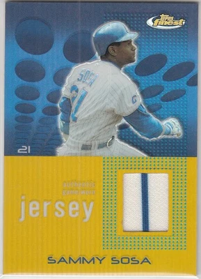2004 Topps Finest Relic Gold Refractor /50 SAMMY SOSA Stripe Jersey #102 Cubs - Image 1 of 2